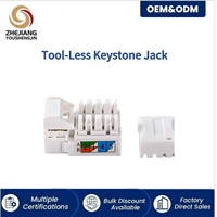 Cat6 RJ45 Pin Kontak Berlapis Emas Penjepit Kabel Perunggu Fosfor Keystone Jack Modul Jaringan IDC Putih untuk Panel Patch Pelat Dinding