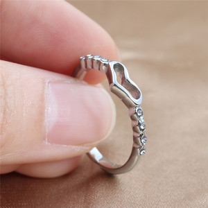 Heart Shape <b>Titanium</b> Steel <b>Ring</b> Silver Women's Fashion Jewelry Retro Pave Setting Gift 24098 - Product Image 3
