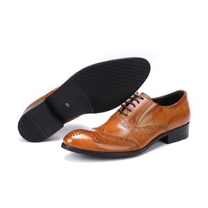 Chaussures habillées élégantes pour hommes en cuir de vachette, idéales pour les mariages, grandes tailles, rehaussantes, respirantes et imperméables - Product Image 5
