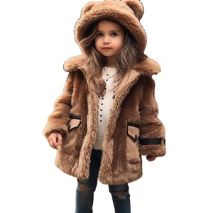 Vêtements personnalisés Vêtements pour filles Nouveaux vêtements pour bébés en fausse fourrure Vêtements pour enfants Vêtements d'extérieur pour enfants Ours en peluche Trench Coat Vestes - Product Image 1