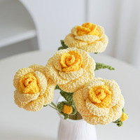 Tissé à la main Rose Artificielle Crochet Bouquet Décoration de La Maison Fleurs pour Noël Graduation Nouvel An Photographie Props