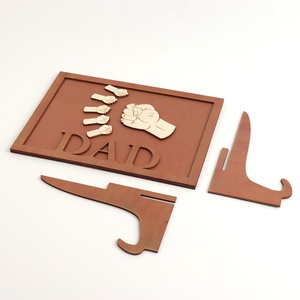 Adorno de Madera para el Día del Padre, Decoración para el Hogar, Regalos para Papá e Hijo, Placas de Madera Decorativas Grabadas con el Diseño de Puños Unidos - Product Image 2