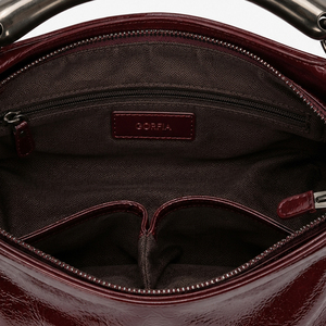 Bolso de Hombro de Cuero PU Brillante para Mujer, Bolso de Mano con Acabado Patentado, Forma Curva, Asa de Metal, Bolso de Moda Diaria - Product Image 3