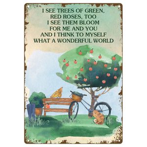 Fleur En Métal Tin Sign Vintage Garden Signs <span class=keywords><strong>What</strong></span> <span class=keywords><strong>A</strong></span> <span class=keywords><strong>Wonderful</strong></span> World I See Trees Of Green Red Roses Too Kitchen Wall Art Decoration - Product Image 4