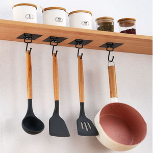 Slip Hook Plastic Black Wall Mount Hooks For Kitchen Bathroom Storage Organizing - Product Image 1