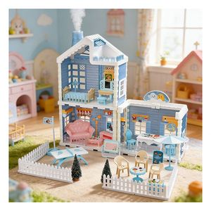 ชุดบ้านตุ๊กตาพลาสติกสำหรับเด็กพร้อมอุปกรณ์ประกอบเฟอร์นิเจอร์ ของขวัญบ้านจิ๋วสร้างสรรค์สำหรับเด็กในวันเกิด - Product Image 1