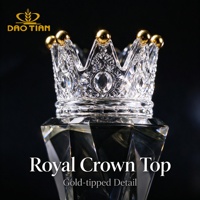 Trophée Couronne en Cristal Doré Personnalisé Gravé – Base Noire – Cadeau d'Entreprise Sportif – Meilleure Vente