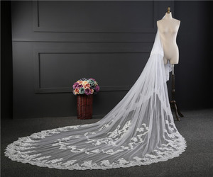 LUOXIN abito da sposa cattedrale trailing Real shot modello immagine diamante rosso velo con pettine per capelli - Product Image 2