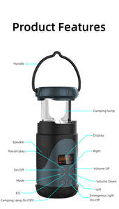 Radio d'urgence domestique DF583, radio météo NOAA WB AM FM, radio solaire à manivelle, haut-parleur Bluetooth 5.2, lanterne de camping - Product Image 4