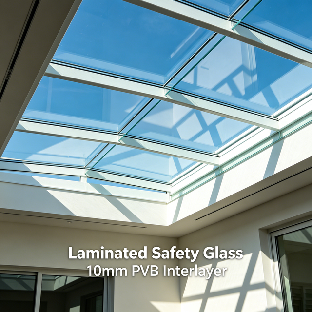 Tempered Laminated Safety Glass 10mm PVB Interlayer Clear Toughened Glass Sheets Double Glazing Panels for Canopy Skylight