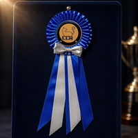 Ruban personnalisé pour rosette de récompense, ruban plissé en satin pour concours félin, ruban de col avec logo OEM, décoration de récompense pour compétition animale