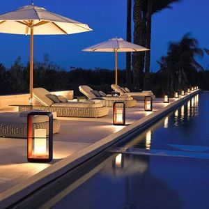 Ip65 đánh giá tre dệt Đèn sàn không thấm nước LED năng lượng mặt trời ngoài trời môi trường xung quanh đèn cho sân vườn biệt thự công viên - Product Image 4