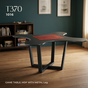 Irregular L-Shape Game <b>Table</b> MDF Tabletop Metal Legs DIY Assembly <b>Card</b> <b>Table</b> for Game Room Living Room - Product Image 3