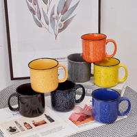 Tasse à thé en céramique en grès imitation émail noir moucheté 15 oz avec logo personnalisé pour cadeau promotionnel