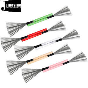 2023 Jingying Musique Portable Percussion Instrument Accessoires, Acier À Haute Teneur En Carbone + Érable Tambour <span class=keywords><strong>Brosse</strong></span> Manche En Bois Jazz Tambour Brosses - Product Image 2