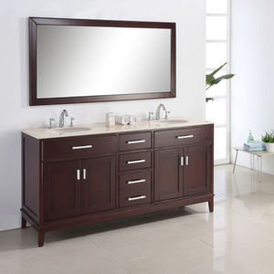 Europäische Antike Badezimmerschränke Neues Konzept Holz-Waschtisch mit Spiegelbeleuchtung Moderner Stil Badezimmermöbel für Villen - Product Image 3