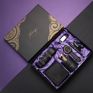 Cross-border Souvenir Business <strong>Gift</strong> <strong>Set</strong> Leather Belt <strong>Wallet</strong> Perfume Keychain Pen Men's Quartz <strong>Watch</strong> Case Thanksgiving Model - Product Image 1