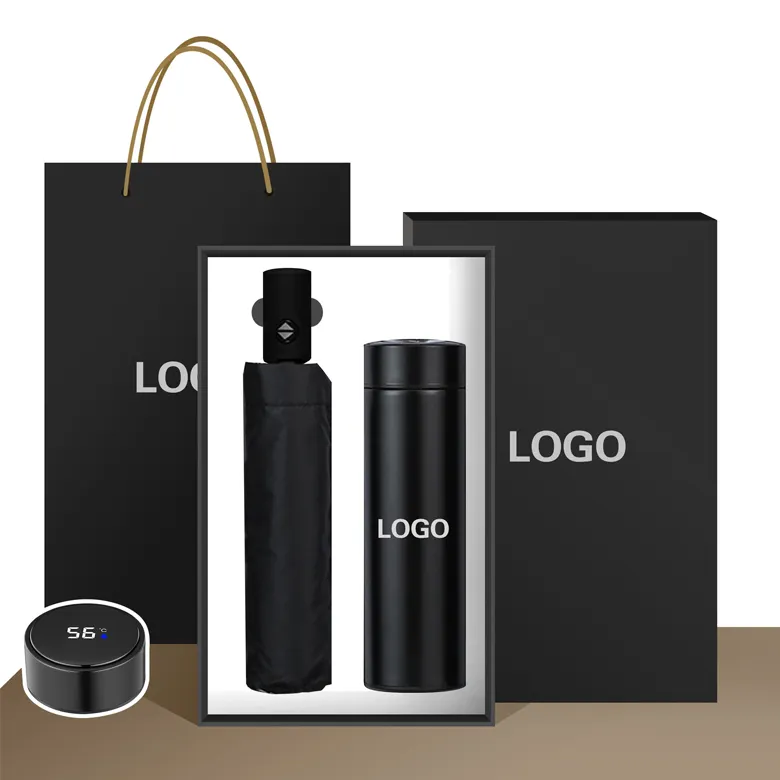 Set hadiah Premium barang hadiah promosi perusahaan kustom dengan Logo notebook botol air baja tahan karat dengan set pena