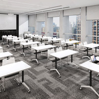 HYZ-253X Table de conférence et de formation moderne pliable et combinable, roulettes mobiles, matériau en bambou, capacité de 20 personnes pour le bureau