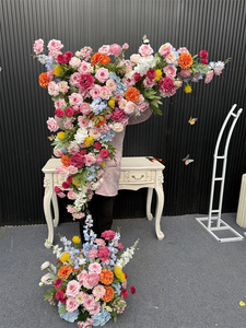 Arche <span class=keywords><strong>de</strong></span> mariage printanière colorée <span class=keywords><strong>Fleurs</strong></span> artificielles en soie Rose rose Bleu Chemin <span class=keywords><strong>de</strong></span> table floral pour décoration <span class=keywords><strong>de</strong></span> mariage et d'événements - Product Image 3