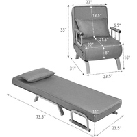 Sillón Futón para Sala de Estar, Dormitorio o Balcón, Sillón Individual Convertible 3 en 1, Sofá Cama Plegable, Cama, Schlafsofa