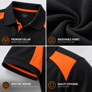 2 Tone <b>Polo</b> <b>Work</b> <b>Shirt</b> Custom Logo Short Sleeve Moisture Wicking Breathable Industrial Warehouse Workshop Team Uniform Apparel - Product Image 2
