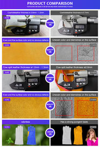 Guante de soldadura MIG TIG, color negro, totalmente forrado, piel de cabra, Palma dividida, piel de vaca, sin costuras, cómodo, ALTA DESTREZA - Product Image 4