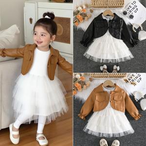Robe à manches longues pour filles, automne-hiver 2025, nouvelle robe élégante pour petite fille, princesse, bébé, ensemble deux pièces coréen pour enfants - Product Image 2