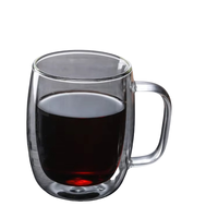 Tasse en verre thermique résistante à la chaleur Tasse en verre à double paroi avec poignée Tasse à café en verre