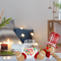 Nouvelle figurine décorative de Noël en tissu polyester, motif bonhomme de pain d'épices, avec nœud, pour boîte à bonbons