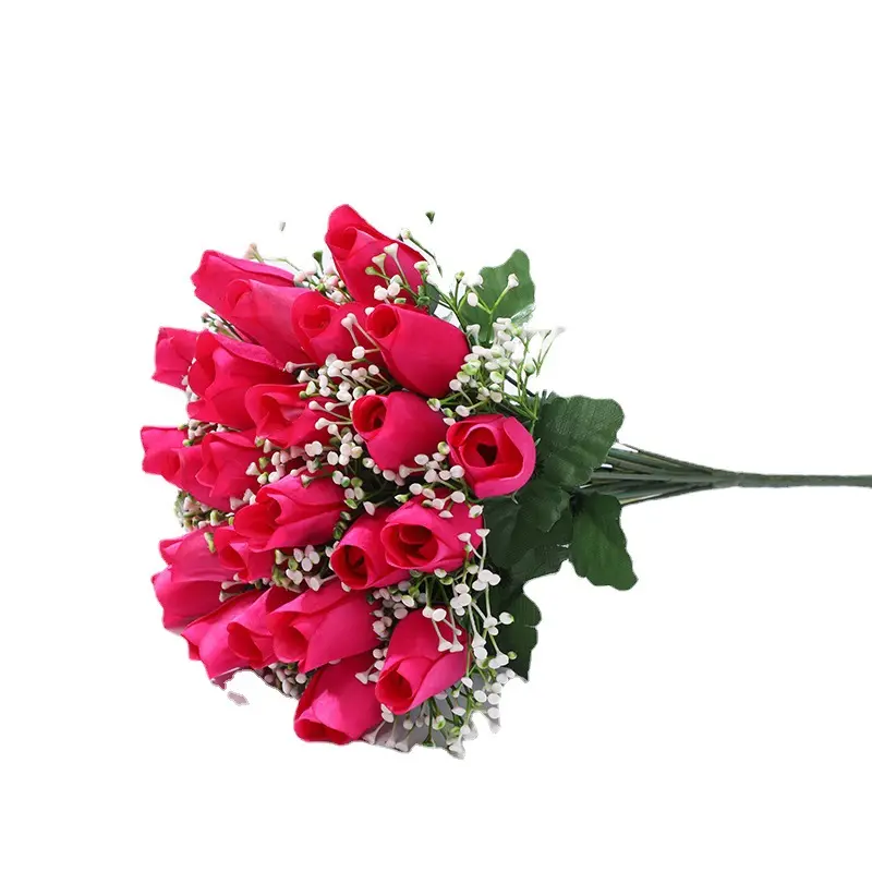 24 đầu nhân tạo Rose Bouquet hoa lụa Rose Bunch Wedding Bridal cho đám cưới trang trí nội thất