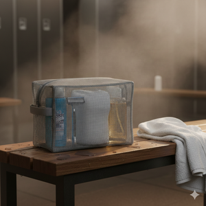 Bolsa de maquillaje personalizada con logotipo, de malla rígida, transpirable, de secado rápido, para gimnasio, viajes, ducha - Product Image 6