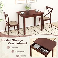 Table à manger extensible et pliable avec compartiment de rangement, design moderne du milieu du siècle, matériau en bois, pieds en bois de caoutchouc