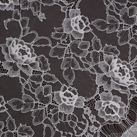 Tissu en dentelle française (rayonne/nylon) à motif floral, doux et élégant, pour robes de mariée et vêtements de soirée
