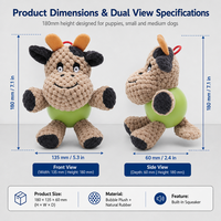 Jouet pour chien en peluche et latex, couineur, motif vache de dessin animé, interactif, doux, à mâcher, pour chiens de petite et moyenne taille