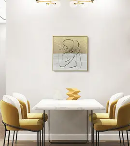 Moldura Wall Art Pintura Textura Decoração para casa Linha Pintura Retrato