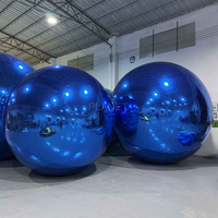 Gros ballon miroir gonflable vert et bleu en PVC en gros pour la décoration de fêtes, mariages, scènes et événements