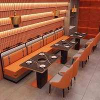 Barbecue à gaz moderne coréen Barbecue sans fumée Hot Pot Restaurant Table Top Hôtel Buffet Café Table à manger Ensemble 6 chaises pour traiteur