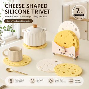 Custom Logo Cheese Design Silicone Hot Pad 5mm Thick 299C Heat Proof <b>Kitchen</b> Trivet <b>Mat</b> <b>Non</b> <b>Slip</b> Table Protector OEM - Product Image 1