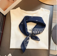 Foulard en coton botanique bleu marine style forêt 55*55cm, bandana léger, foulard de cou, couvre-chef en tissu respirant pour activités de plein air