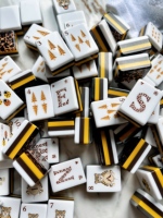 Set Permainan Mahjong Akrilik Motif Leopard, Bunga, Serangga, dan Pohon, Kit Mahjong Mewah untuk Hadiah Pesta Dalam Ruangan
