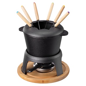 Ensemble de pot à fondue au fromage en fonte de 2 qt avec lames en acier inoxydable, 6 fourchettes colorées codées, manuel pour la fondue au chocolat - Product Image 1