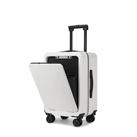 Equipaje de Apertura frontal moderno y elegante de nuevo diseño con ganchos de carrito de aluminio Compartimentos interiores Estuche de mano de gama alta para aerolíneas