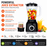 2-in-1 Blender Sapcentrifuge Keukenapparaat 1,5L+0,5L Blender Roestvrijstalen mes Variabele snelheid Keukenapparaat OEM Groothandel