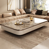 Table basse en marbre, style luxe moderne, avec rangement, pour salon, usage domestique, petits appartements, nouveau modèle 2026, aucun assemblage requis