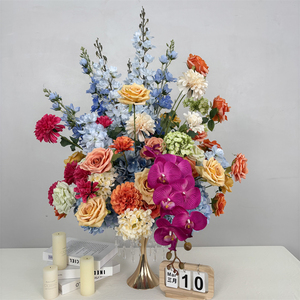 Boule de fleurs artificielles multicolores de qualité supérieure, roses, dahlias, orchidées, centre de table, boule de fleurs artificielles colorées - Product Image 1
