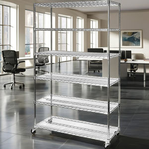 Estantes de banco de trabajo de malla de alambre cromado protegidos contra la corrosión convenientes para manipular y mover estantes de material de taller - Product Image 4