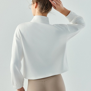 Custom Winter Puff Sports <strong>Half</strong> Zip Women Pullover Activewear <strong>Jacket</strong> Hoodie - Product Image 6