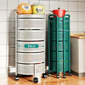 Mensola rotante da <span class=keywords><strong>cucina</strong></span> ceste di 360 gradi cremagliera per frutta e verdura da pavimento rotonda multifunzione per uso domestico <span class=keywords><strong>con</strong></span> ruote - Product Image 4