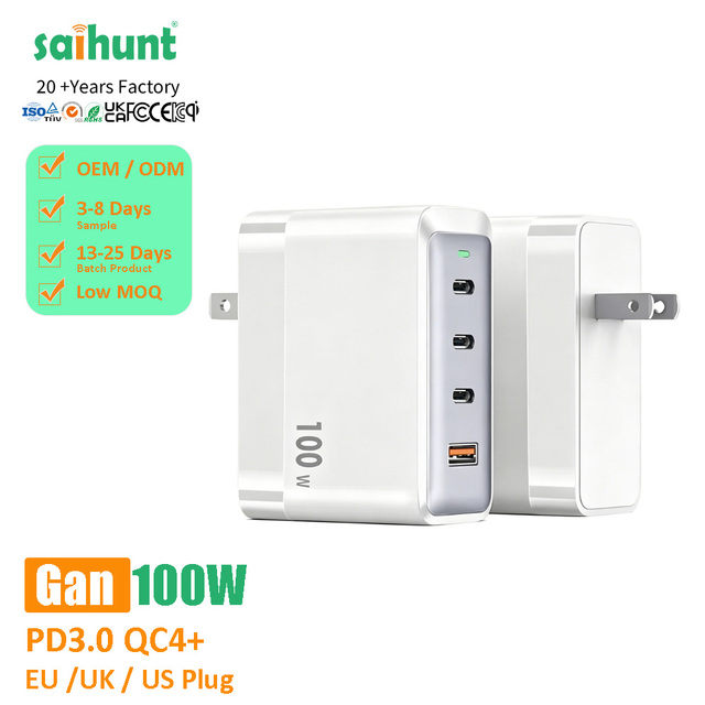 Wholesale 100W GaN 4-Port USB-C Charger Kit, Desktop Charging Adapter LED Universal Travel Power Station for Laptop & Smartphone
